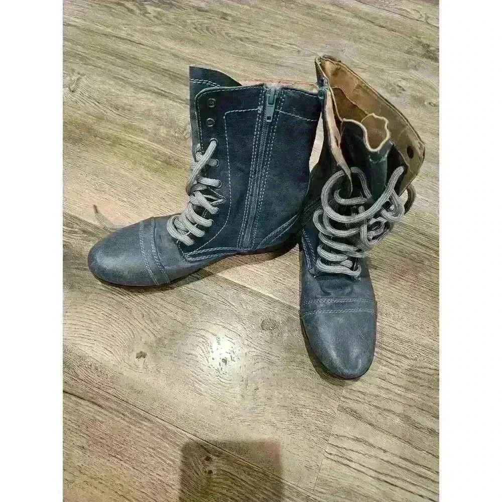 Candies Boho Canash Blue Vegan Leather Boots  SZ 6 - Picture 3 of 4